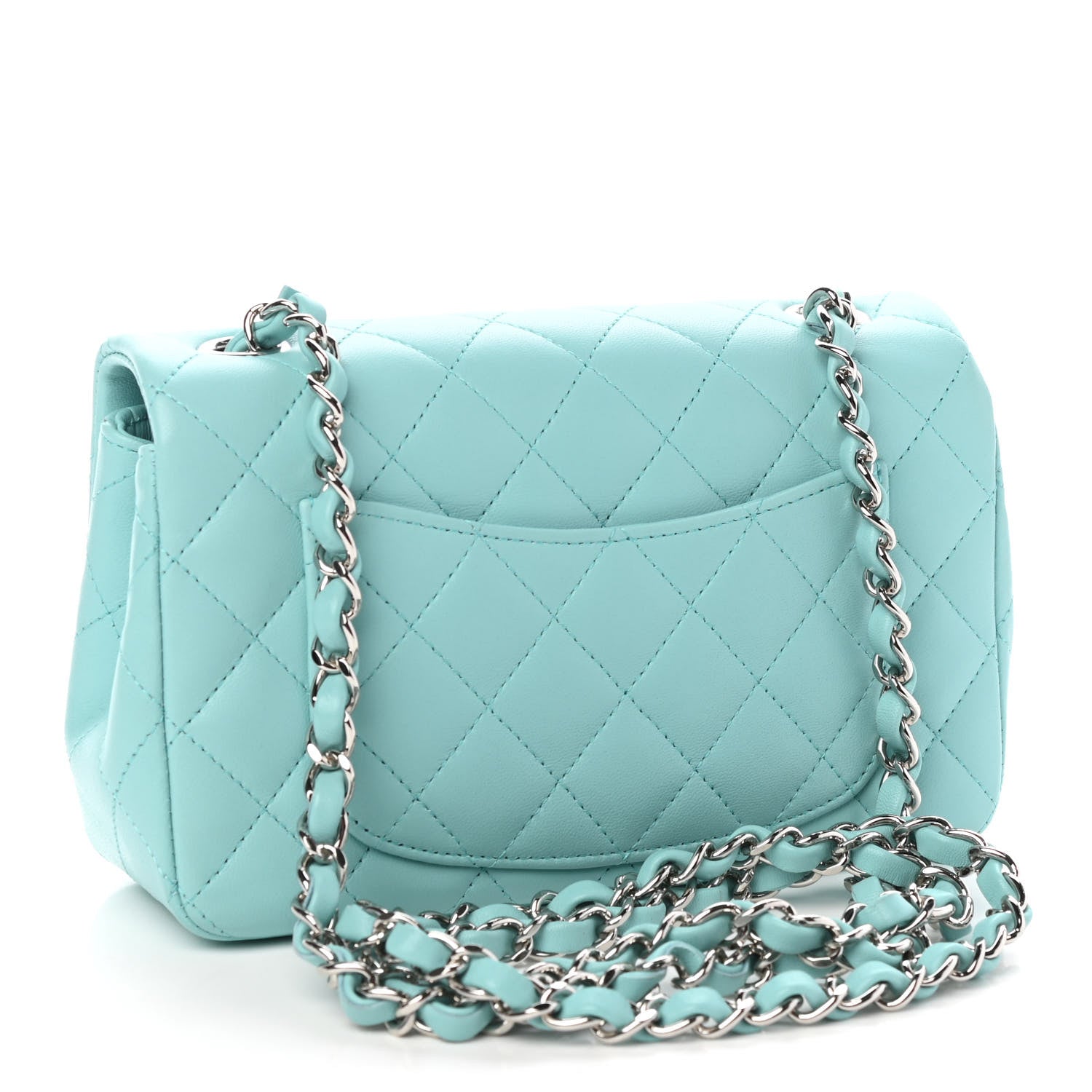 Chanel Lambskin Quilted Mini Rectangular Flap Light Blue 3 of 11
