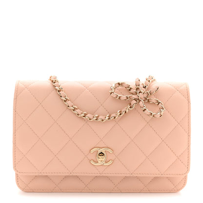 Chanel Caviar Quilted CC Turnlock Wallet On Chain WOC Beige 1 of 12