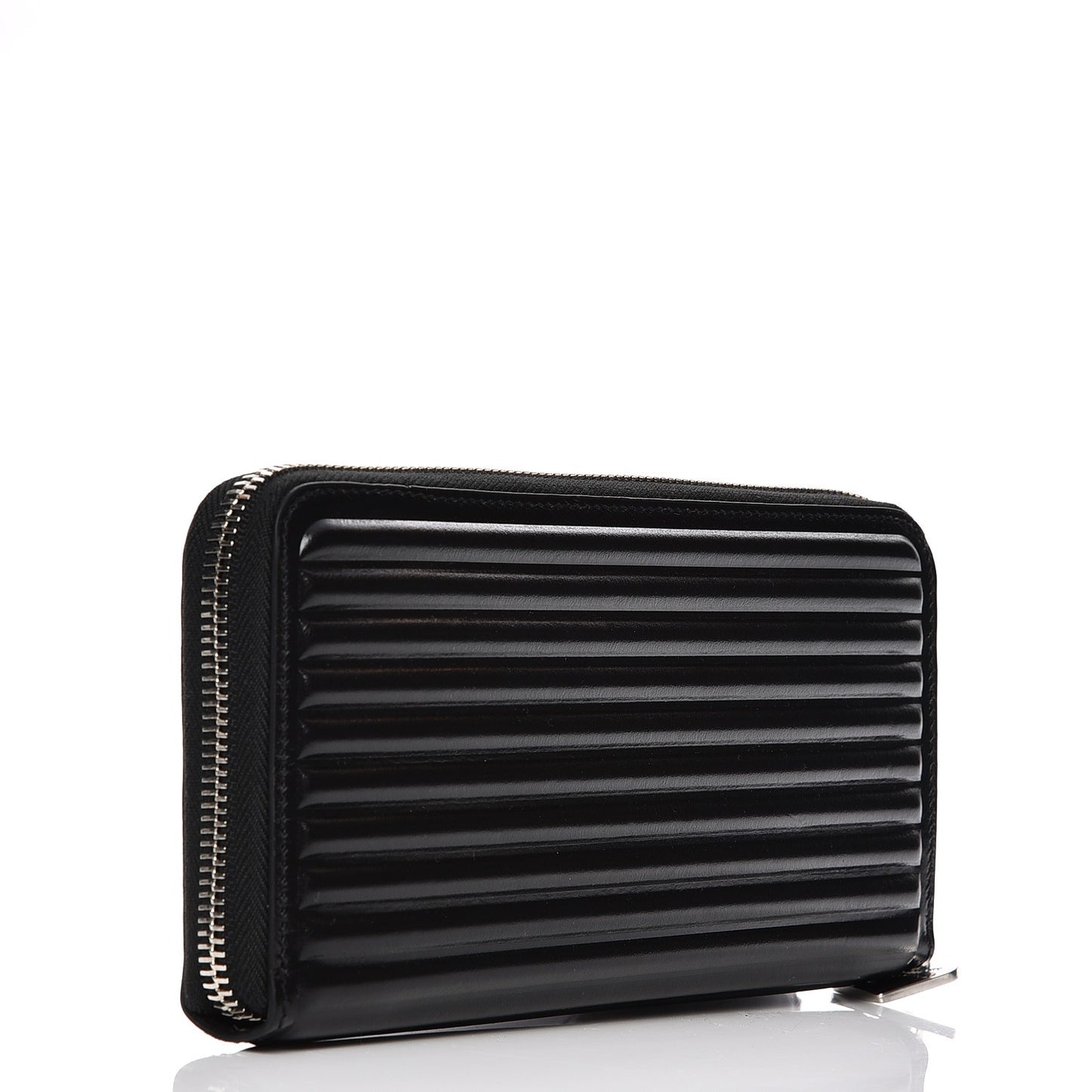 Ribbed Calfskin Opium Monogram Zip Around Wallet Black