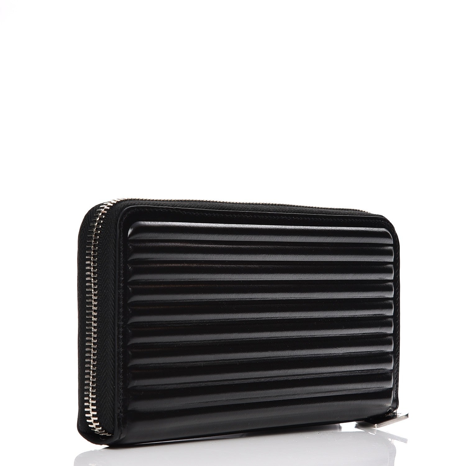 Saint Laurent Ribbed Calfskin Opium Monogram Zip Around Wallet Black 3 of 7