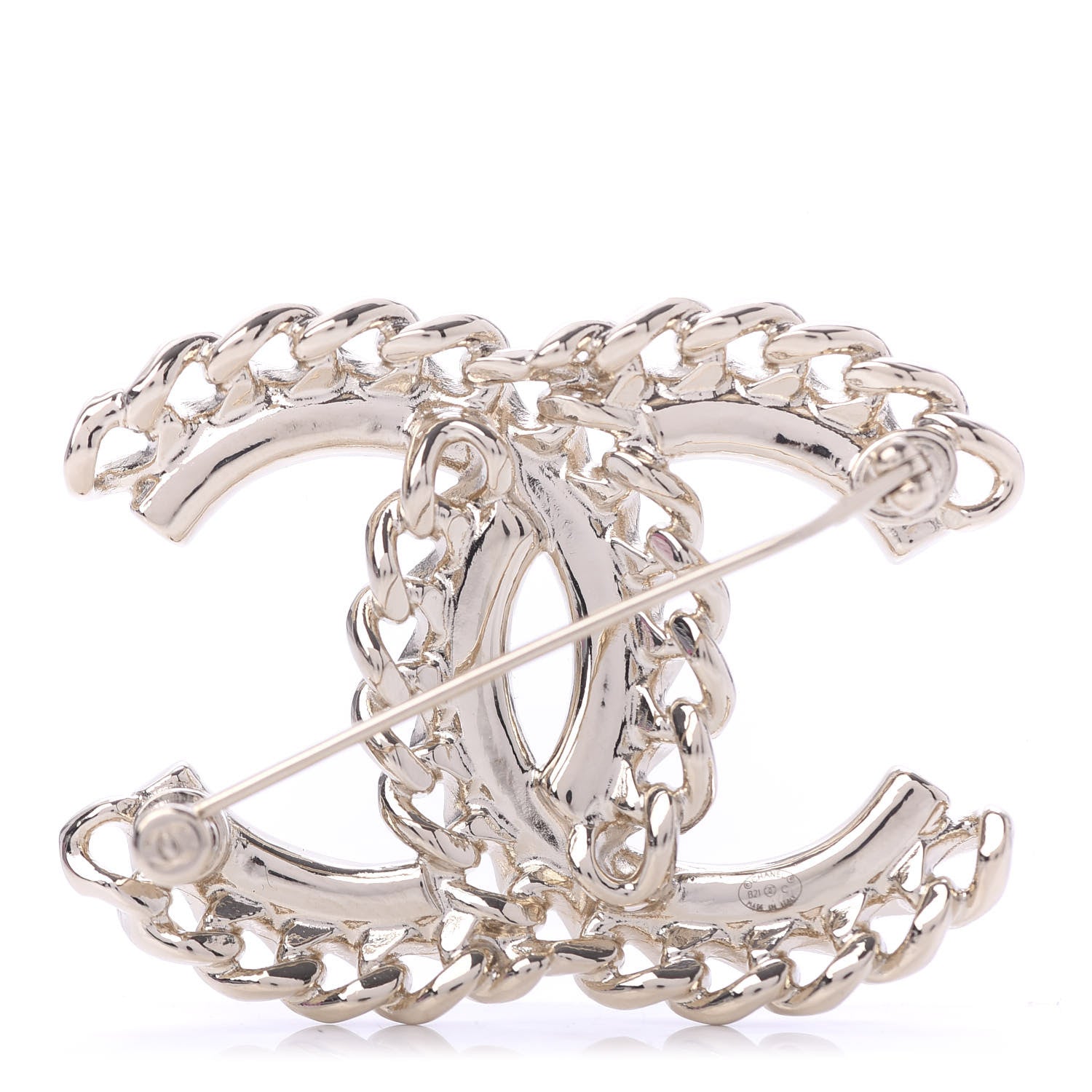 Chanel Crystal Chain CC Brooch Gold 2 of 4