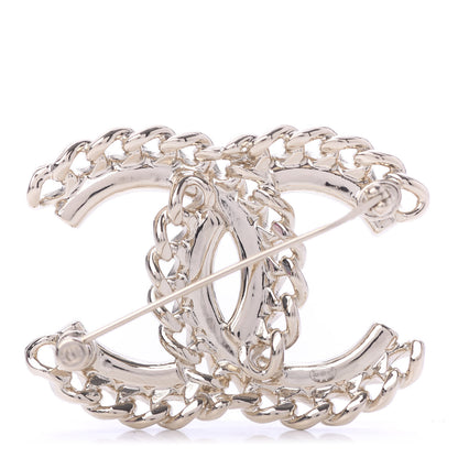 Chanel Crystal Chain CC Brooch Gold 2 of 4