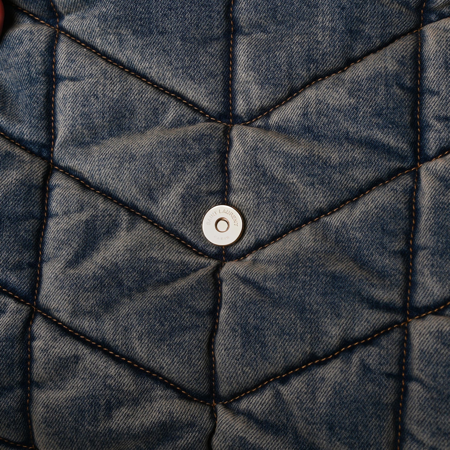 Saint Laurent Denim Quilted Medium Loulou Puffer Monogram Chain Satchel Blue Cinnamon 9 of 13