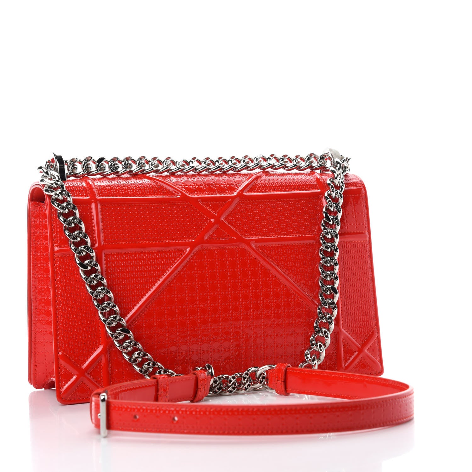 Christian Dior Patent Micro-Cannage Medium Diorama Flap Bag Red 3 of 11