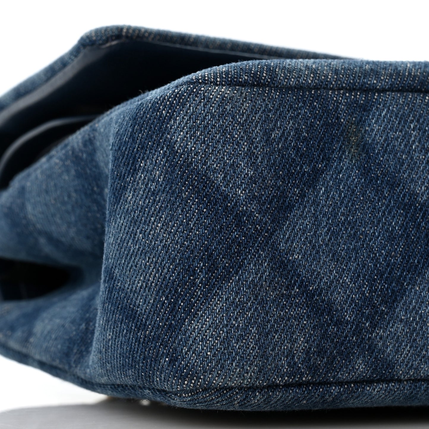 Printed Denim Quilted Medium Double Flap Light Blue