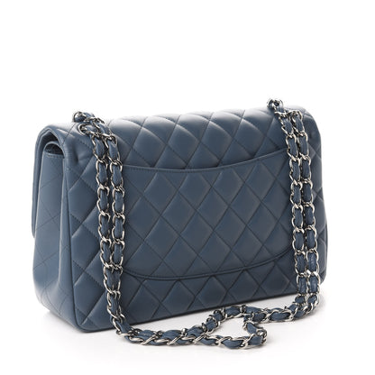 Chanel Lambskin Quilted Jumbo Double Flap Light Blue 3 of 10