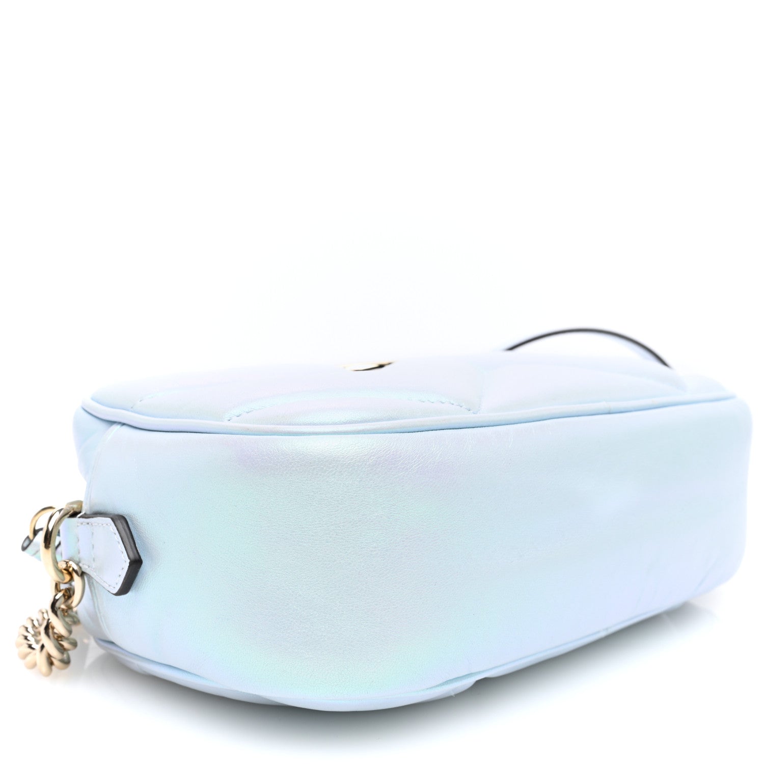 Gucci Iridescent Nappa Chevron Matelasse Small GG Marmont Chain Shoulder Bag Iridescent Snow Light Blue 4 of 9