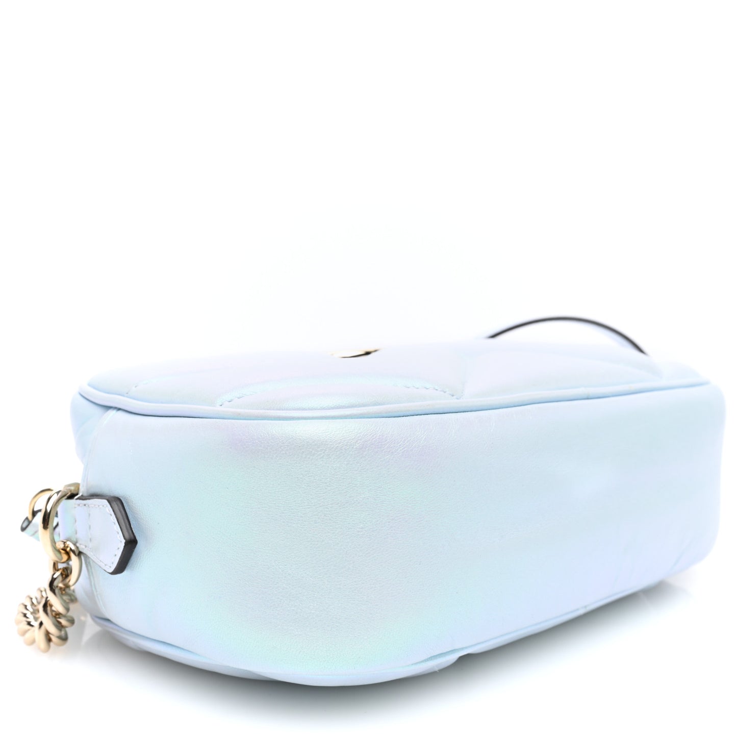 Iridescent Nappa Chevron Matelasse Small GG Marmont Chain Shoulder Bag Iridescent Snow Light Blue
