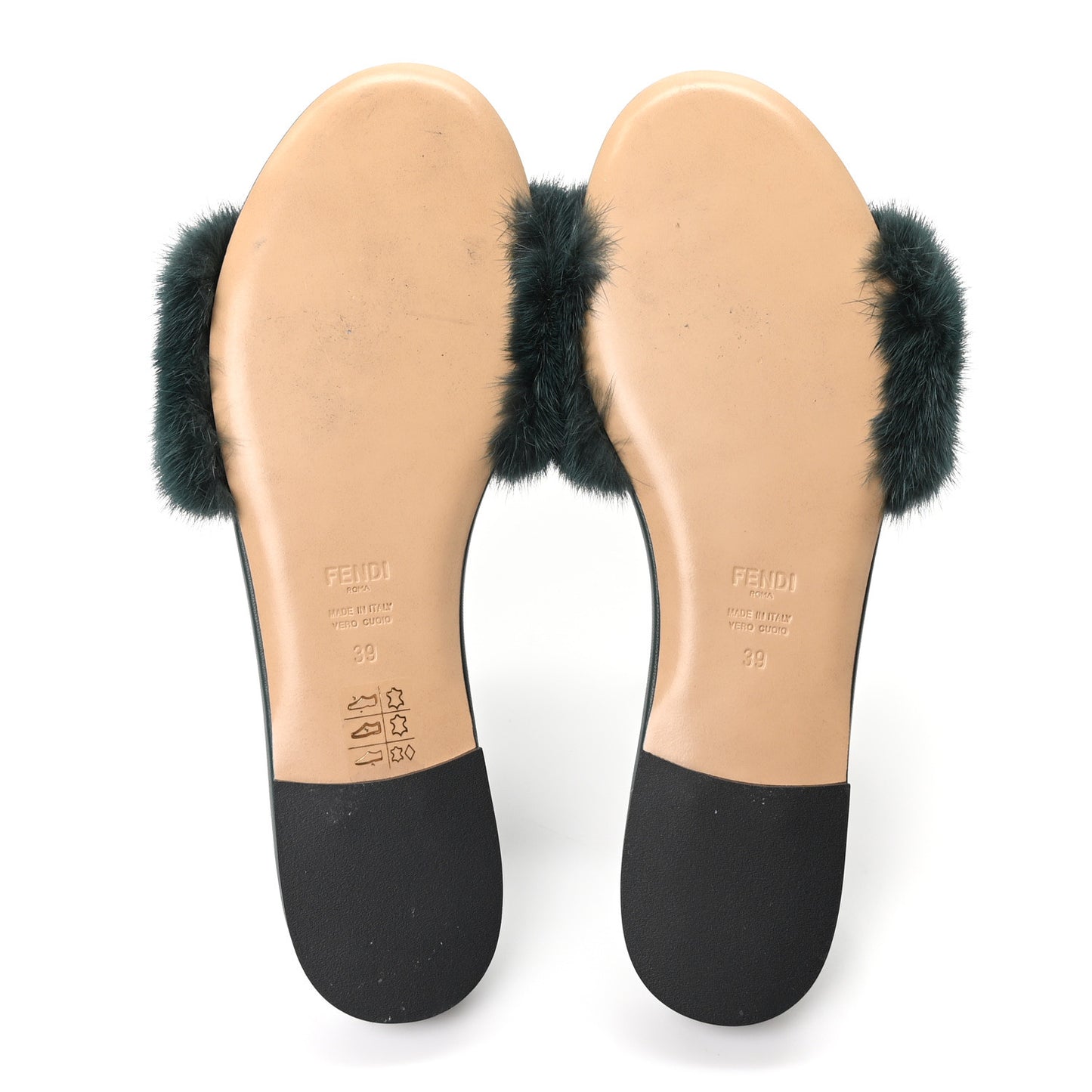Mink FF Baguette Slide Sandals 39 Sage