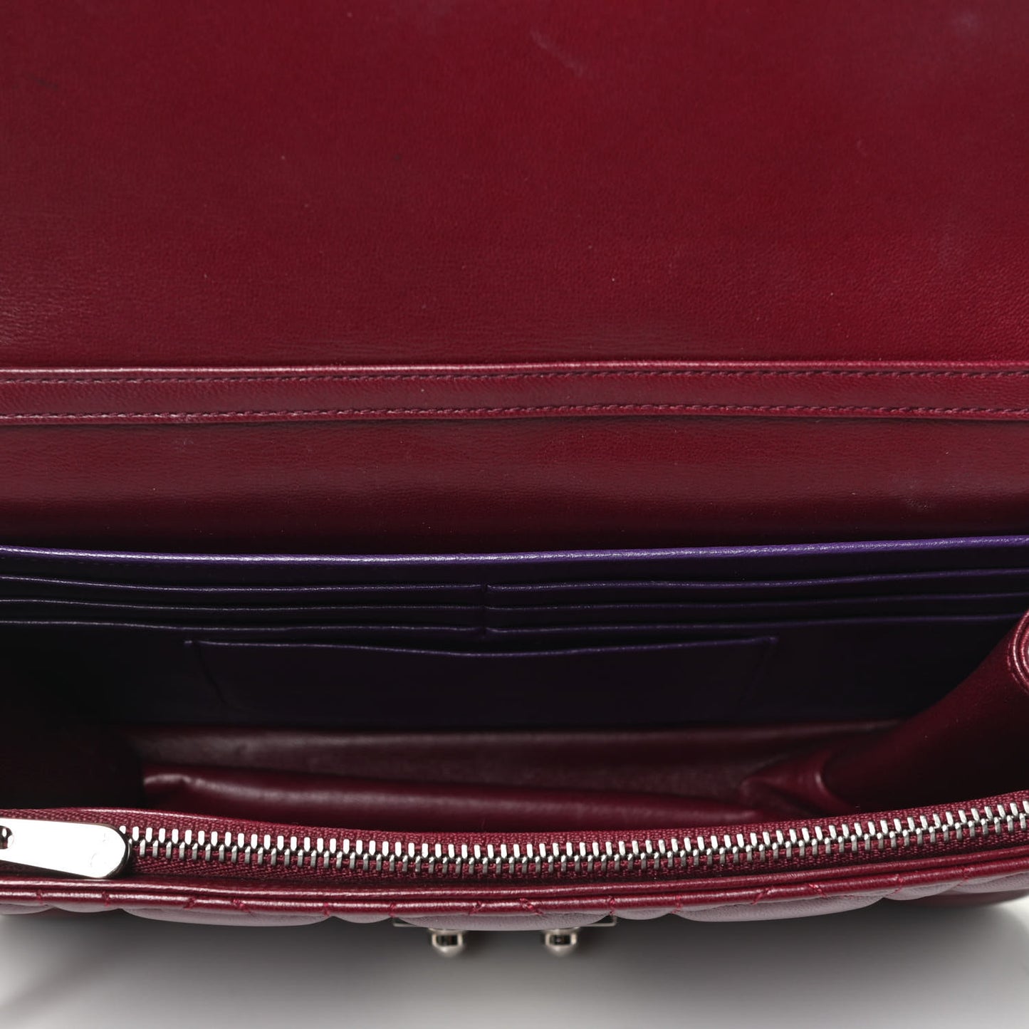 Lambskin Cannage Miss Dior Promenade Pouch Plum