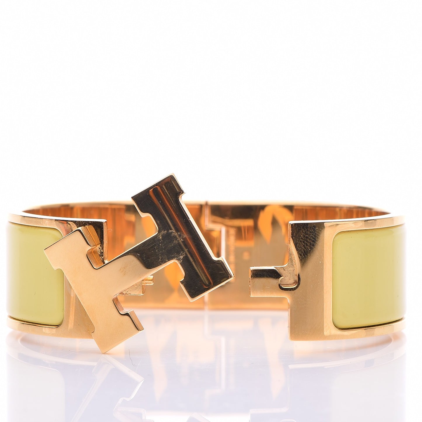 Enamel Wide Clic Clac H Bracelet PM Jaune Citron