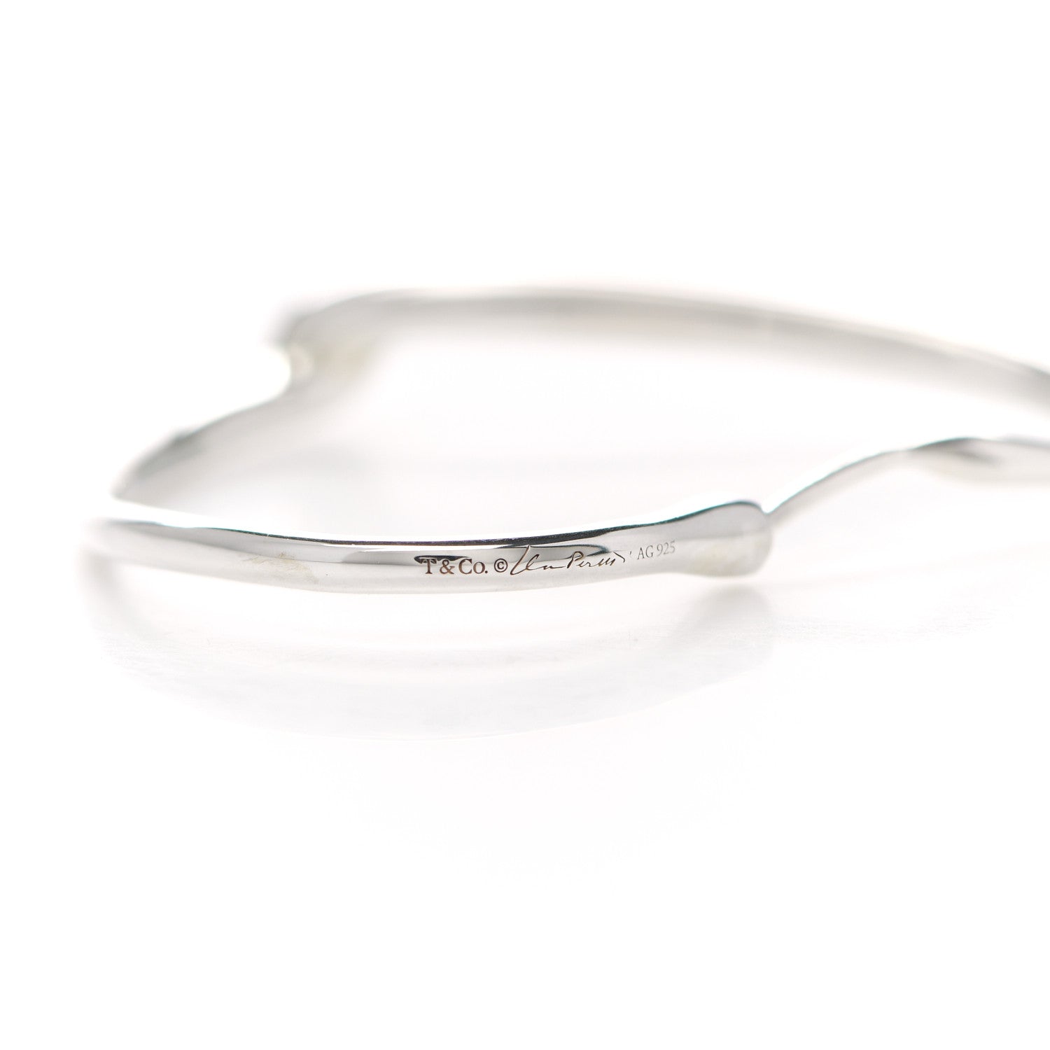 Tiffany Sterling Silver Small Elsa Peretti Open Heart Hoop Earrings 3 of 4