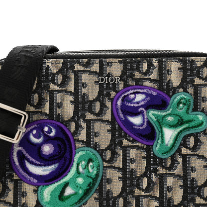 Christian Dior X KENNY SCHARF Oblique Canvas Embroidered Patches Crossbody Charcoal 9 of 11
