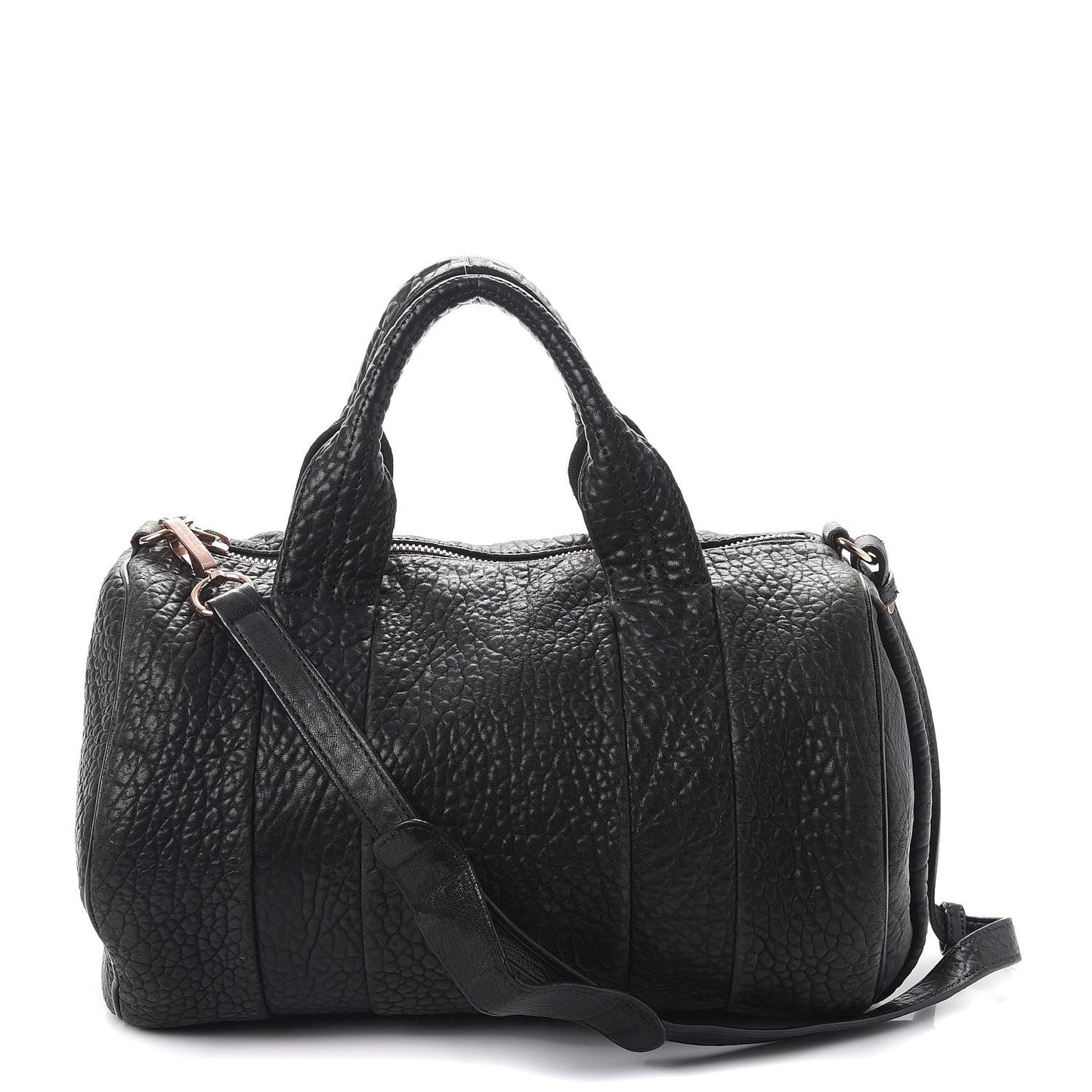 Pebbled Lambskin Rocco Black Rose Gold Hardware