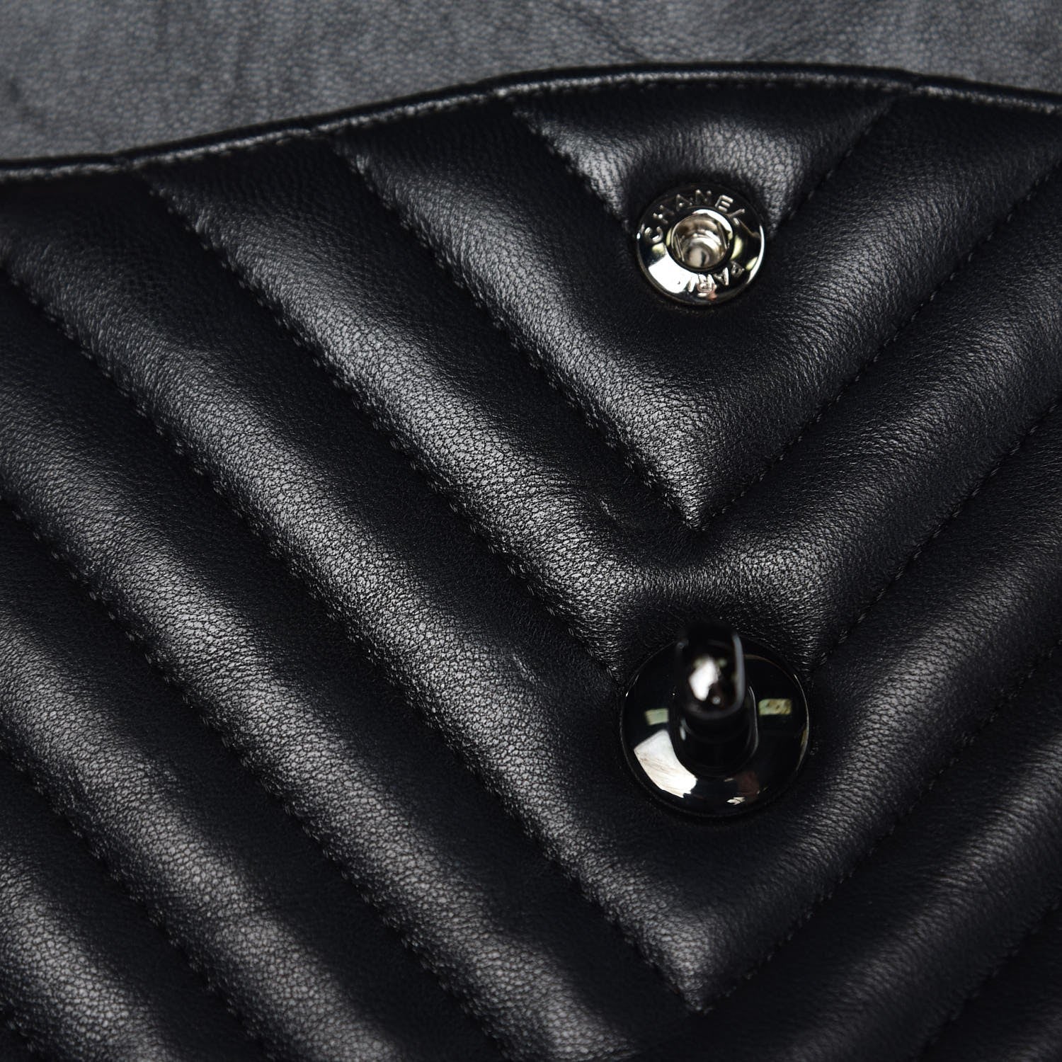 Chanel Lambskin Chevron Quilted Medium Double Flap So Black 9 of 16