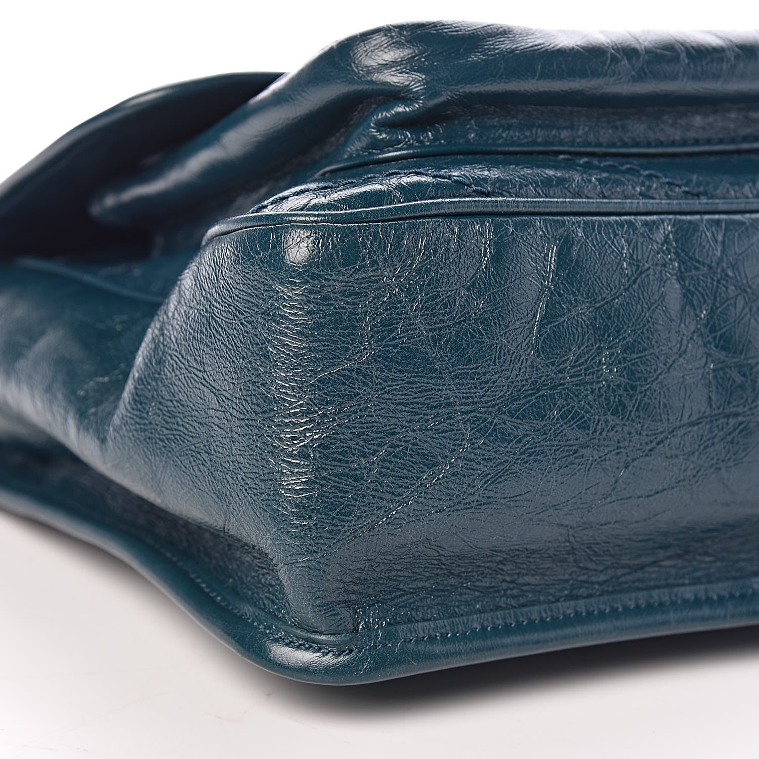 Saint Laurent Crinkled Calfskin Matelasse Monogram Medium Niki Chain Satchel Peacock Green 12 of 13