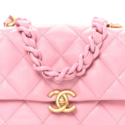 Chanel Lambskin Quilted Mini Lacquered Chain Flap Pink 8 of 10