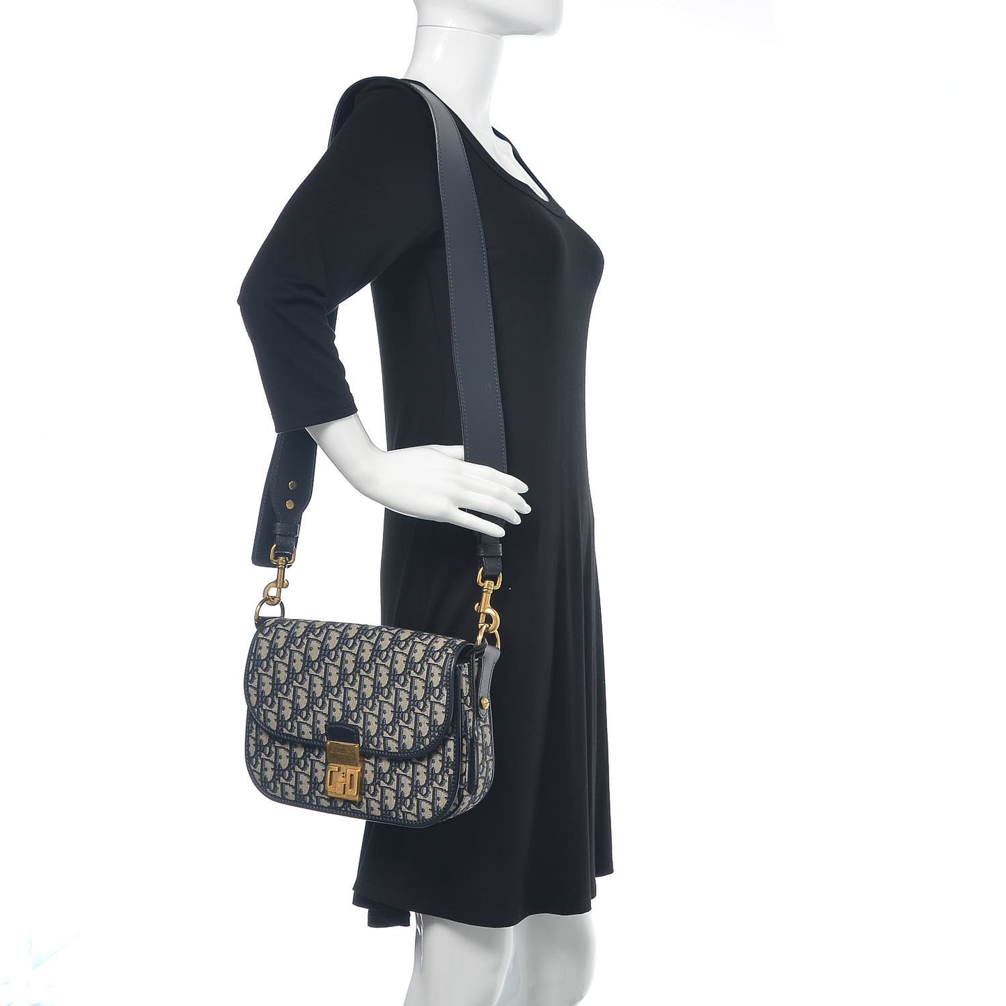Oblique Flap Bag Navy Blue