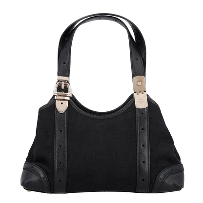 Gucci Canvas Horsebit Print Shoulder Bag Black 1 of 9