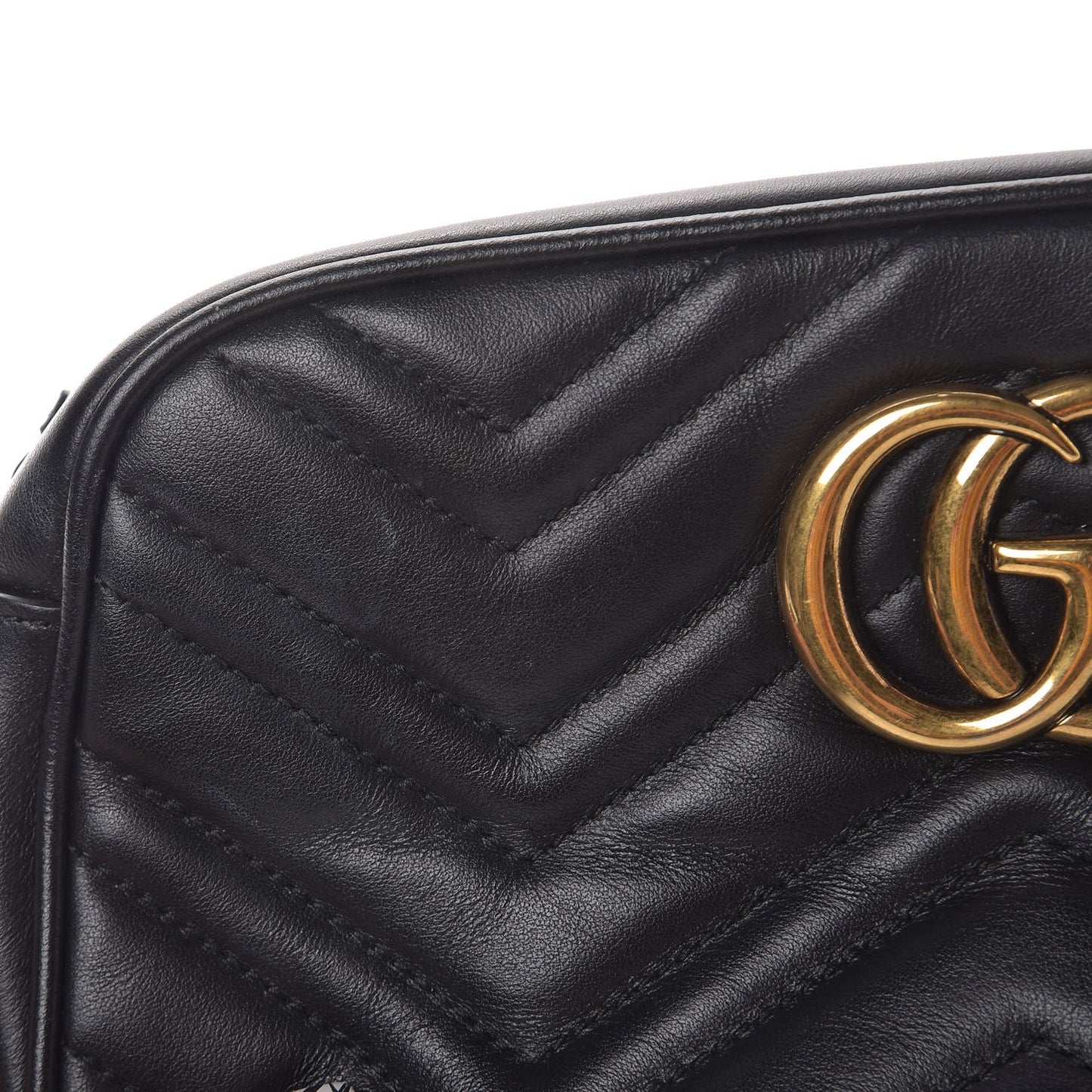 Calfskin Matelasse Small GG Marmont Chain Shoulder Bag Black