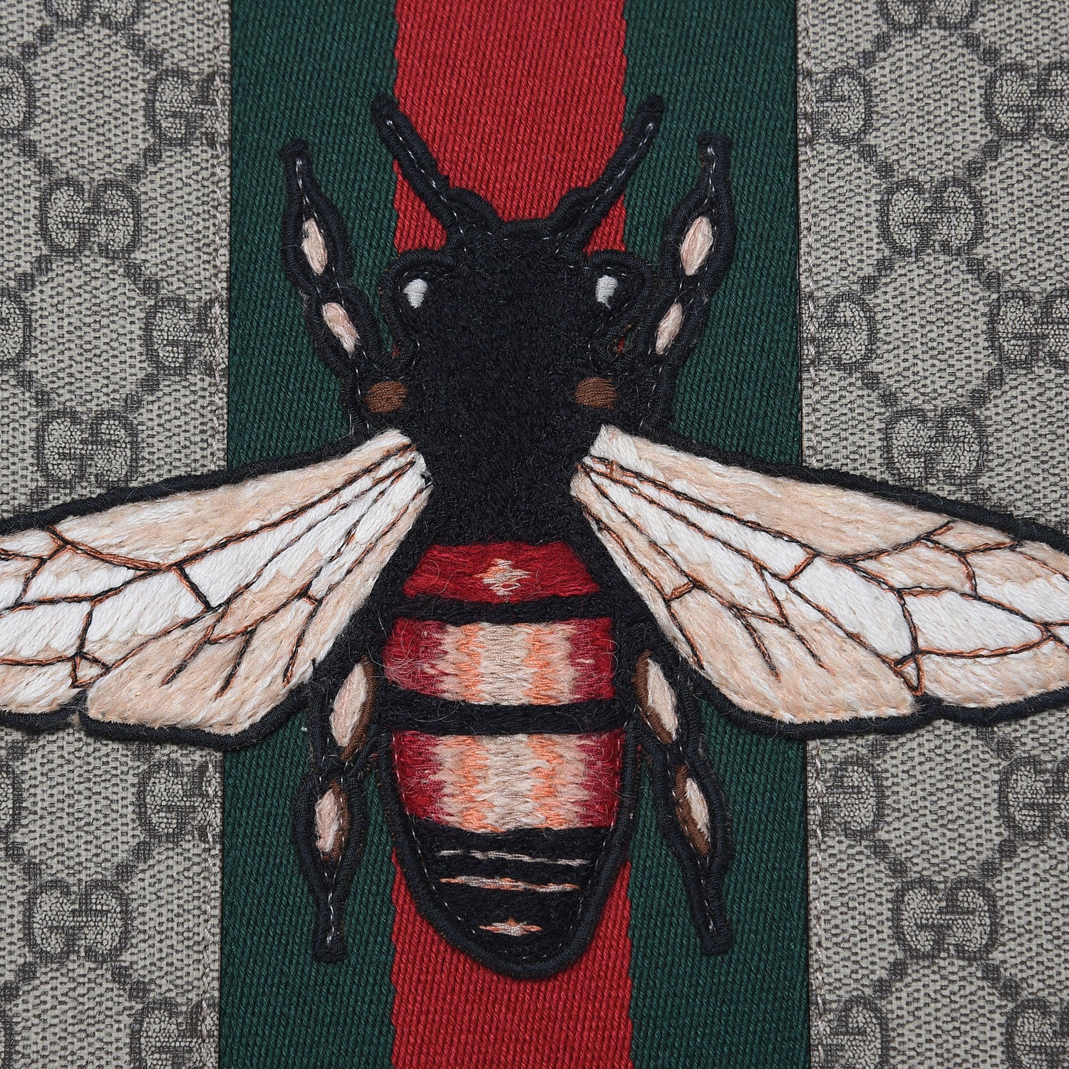 Gucci GG Supreme Monogram Web Animalier Bee Embroidered Medium Documents Holder Beige New Acero 9 of 9