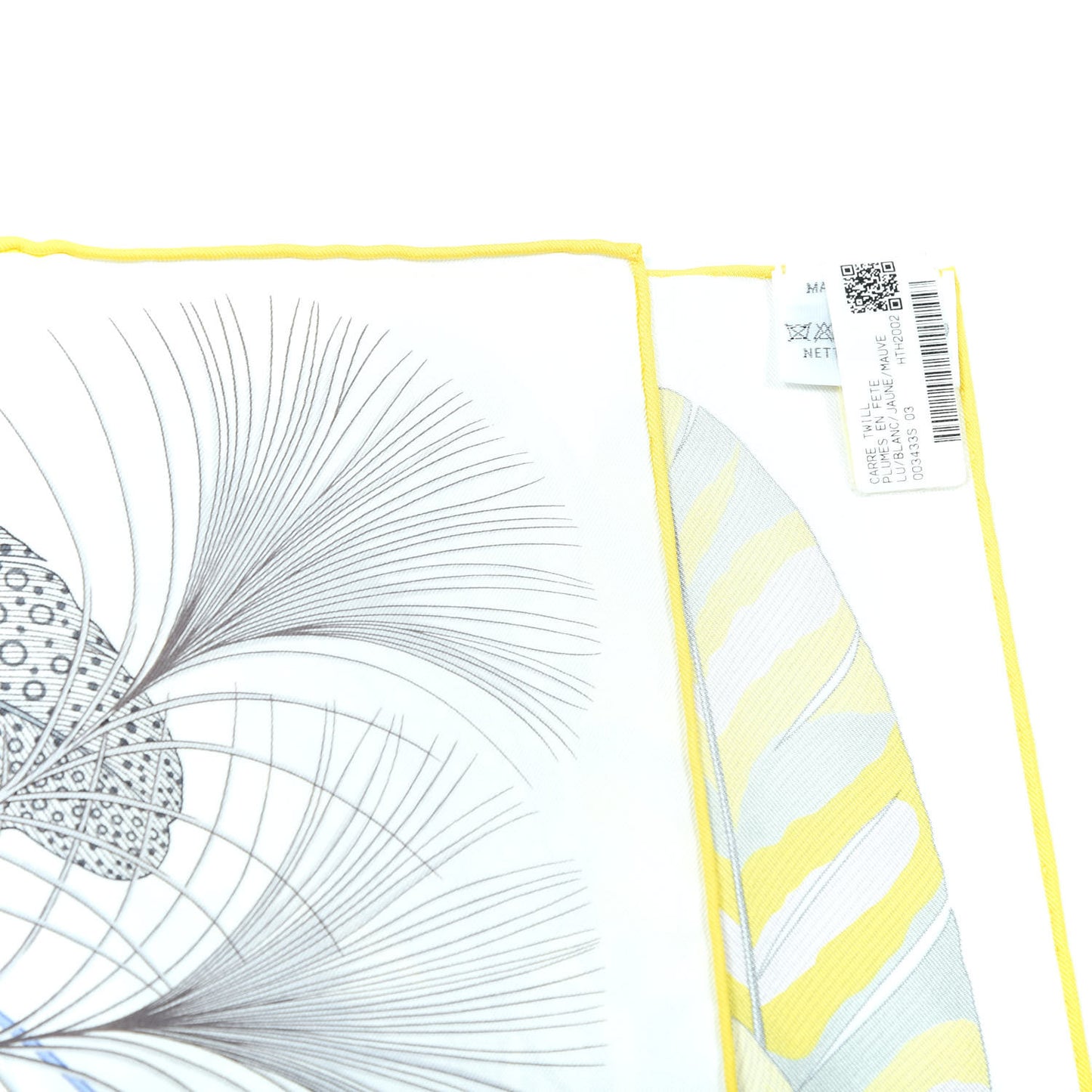 Cashmere Silk Plumes En Fete Scarf 90 Blanc Jaune Mauve