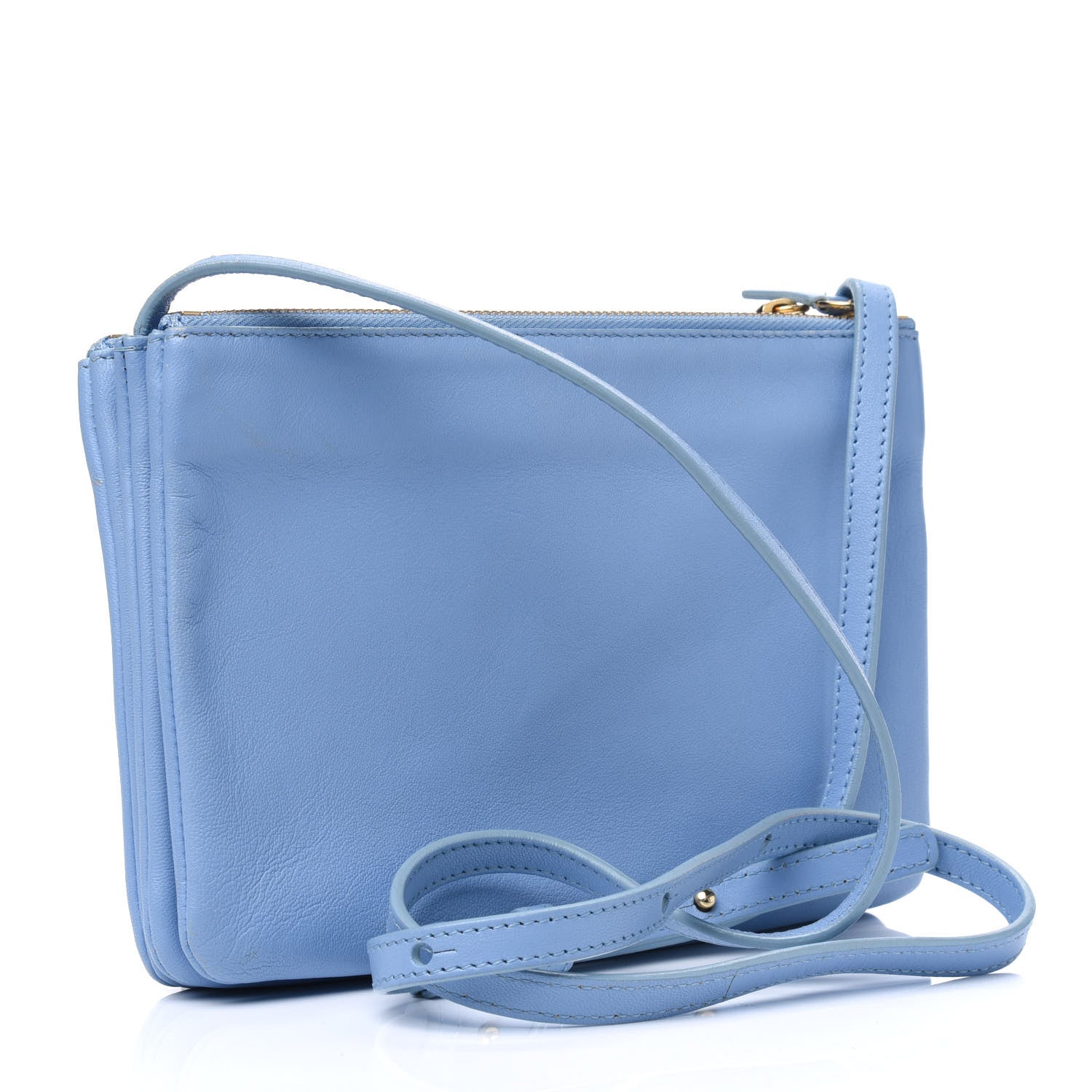 Celine Lambskin Small Trio Crossbody Bag Baby Blue 2 of 23