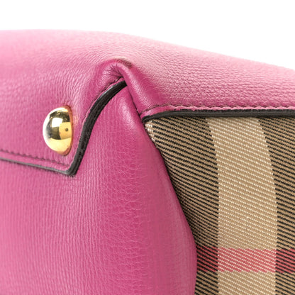 Burberry Grainy Calfskin House Check Small Banner Tote Brilliant Fuchsia 12 of 14