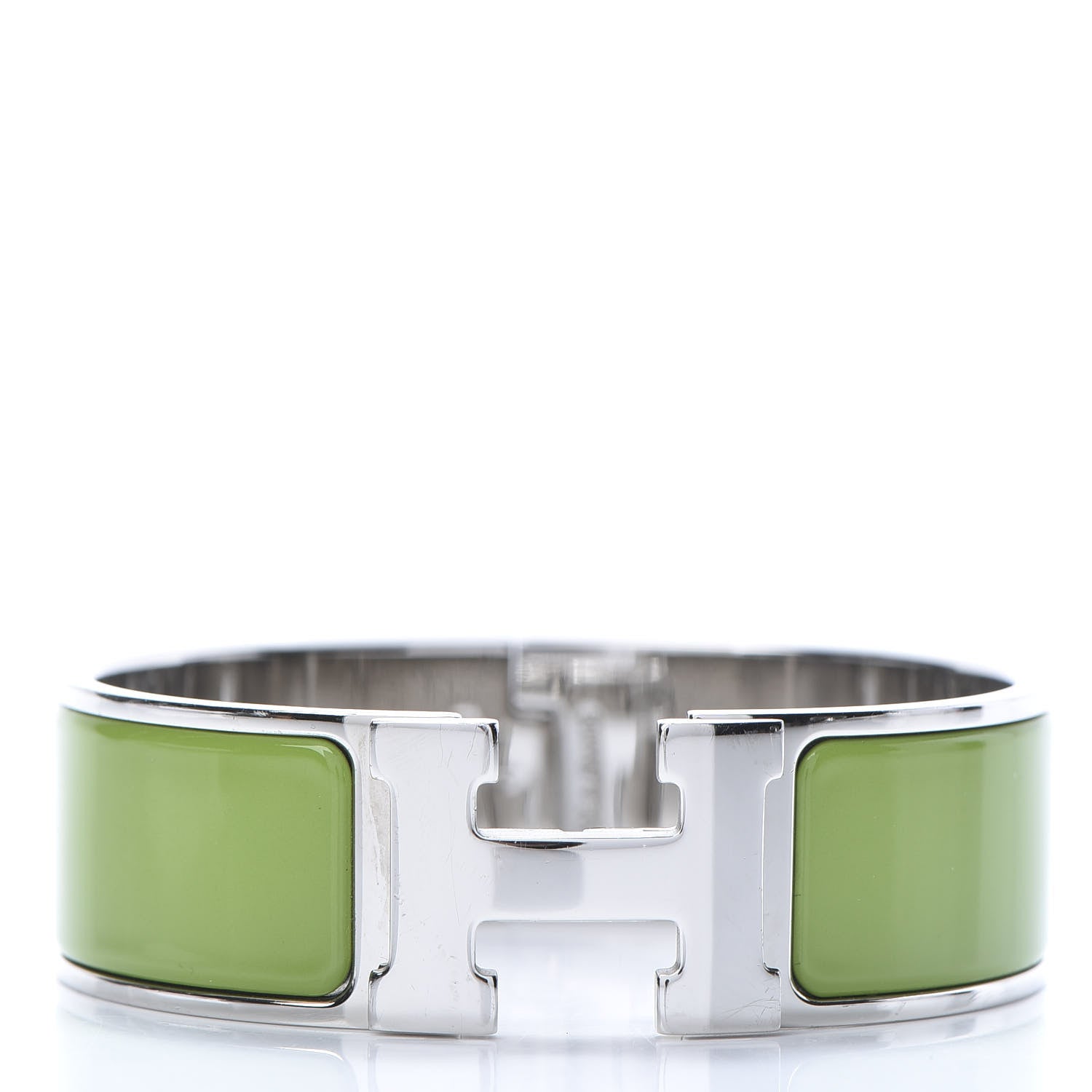 Hermes Enamel Wide Clic Clac H Bracelet PM Vert Anis 1 of 5