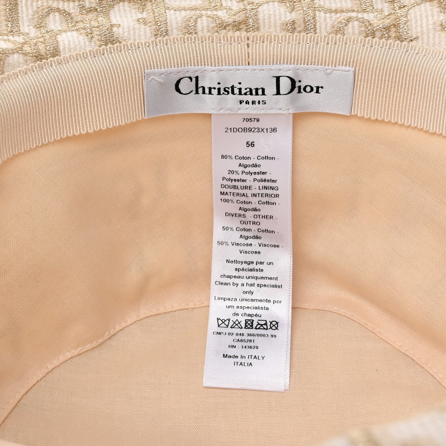 Christian Dior Oblique Bucket Hat 56 Beige 8 of 9