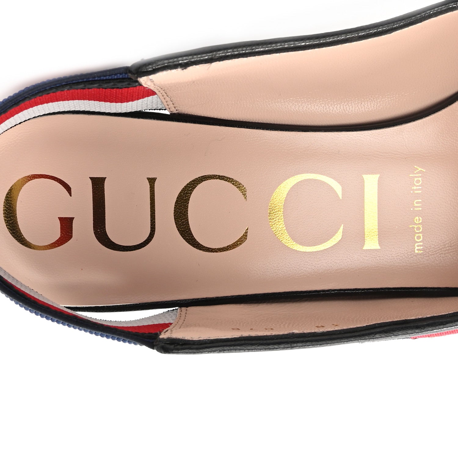 Gucci Malaga Kid Web Bee Star Embroidered Sylvie High Heel Slingback Pumps 38 Black 7 of 8