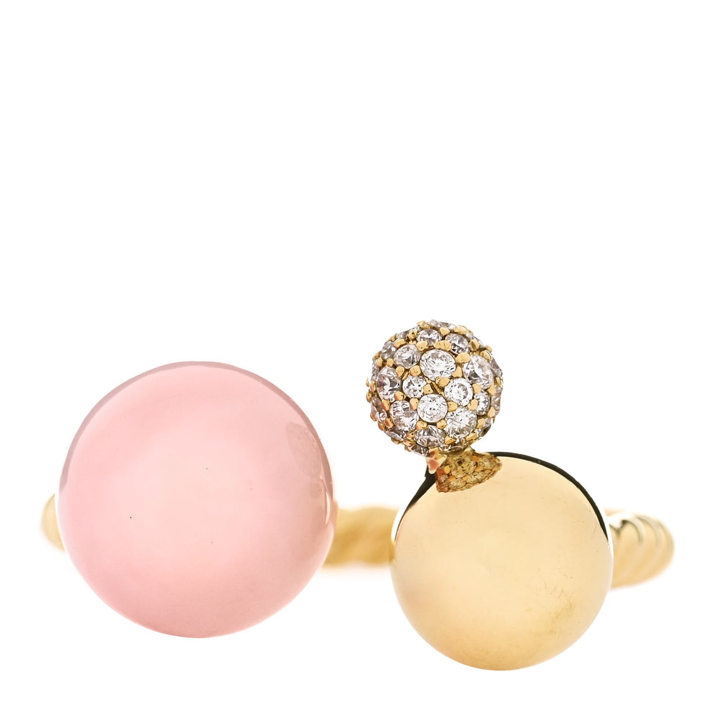 18K Yellow Gold Diamond Pink Opal Solari Cluster Ring 54 7