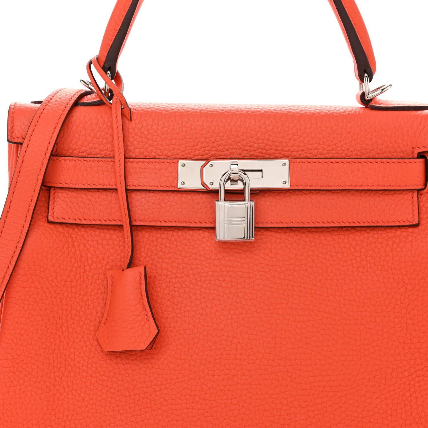 Hermes Taurillon Clemence Kelly Retourne 28 Orange Poppy 8 of 15