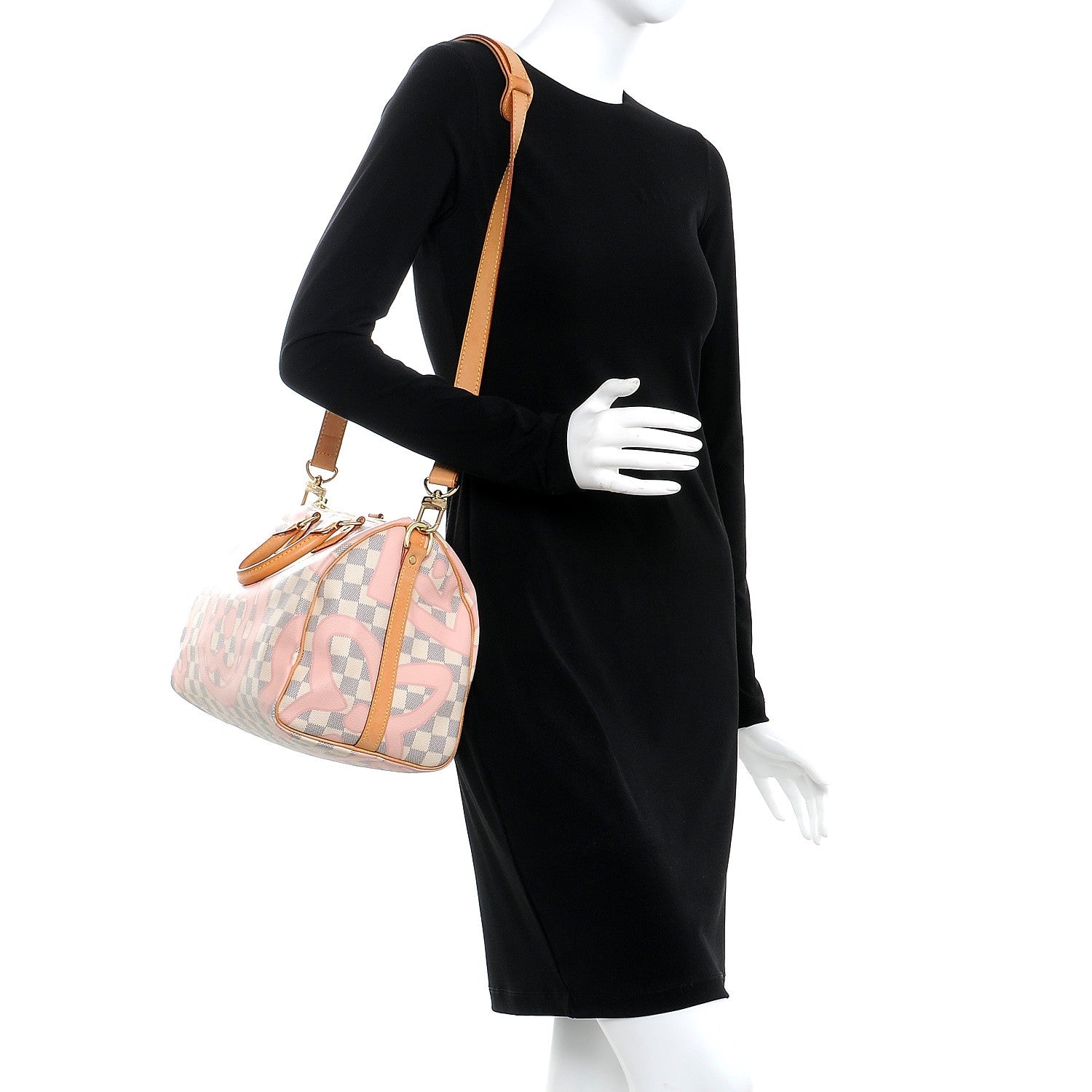 Louis Vuitton Damier Azur Tahitienne Speedy Bandouliere 30 Rose Ballerine 2 of 19