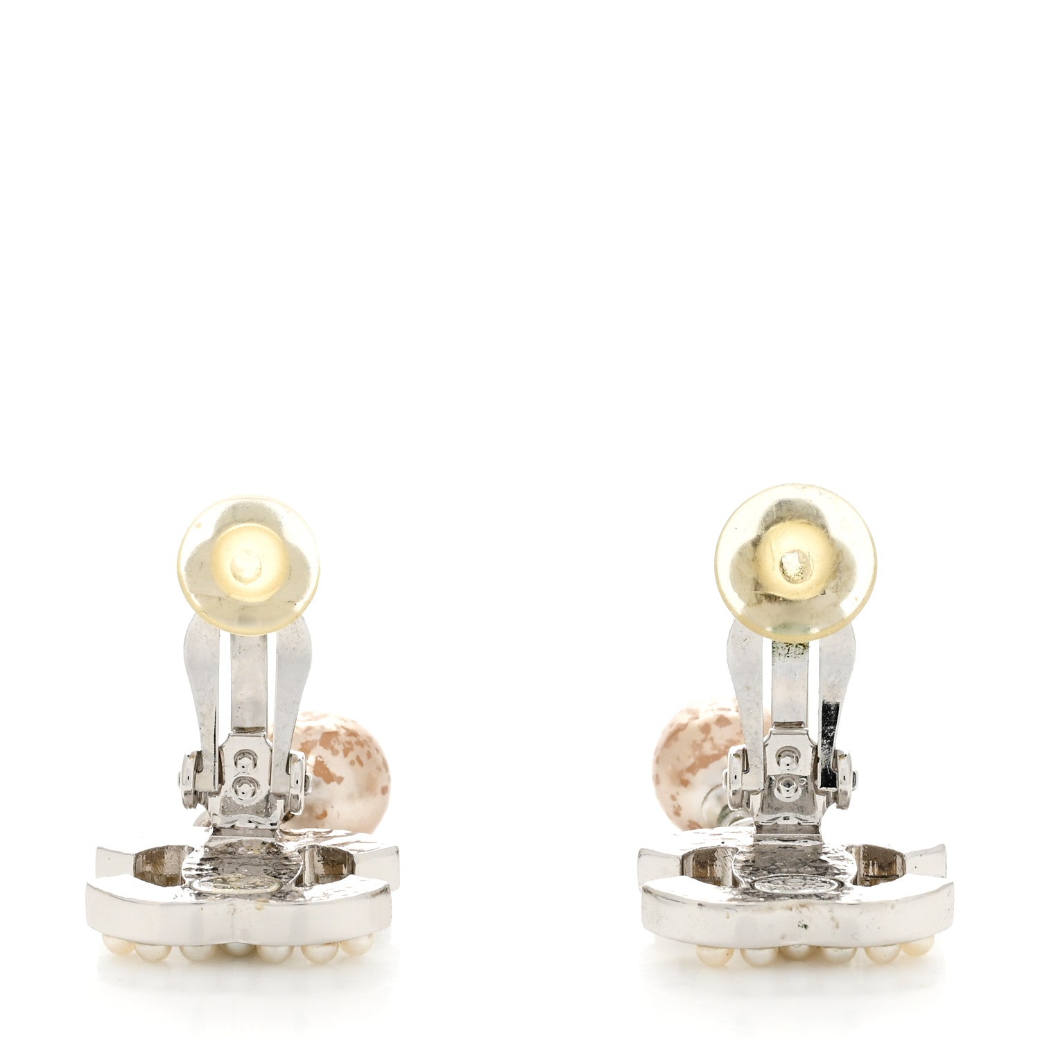 Chanel Pearl CC Drop Clip On Earrings Silver 3 of 6