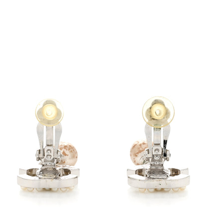 Chanel Pearl CC Drop Clip On Earrings Silver 3 of 6