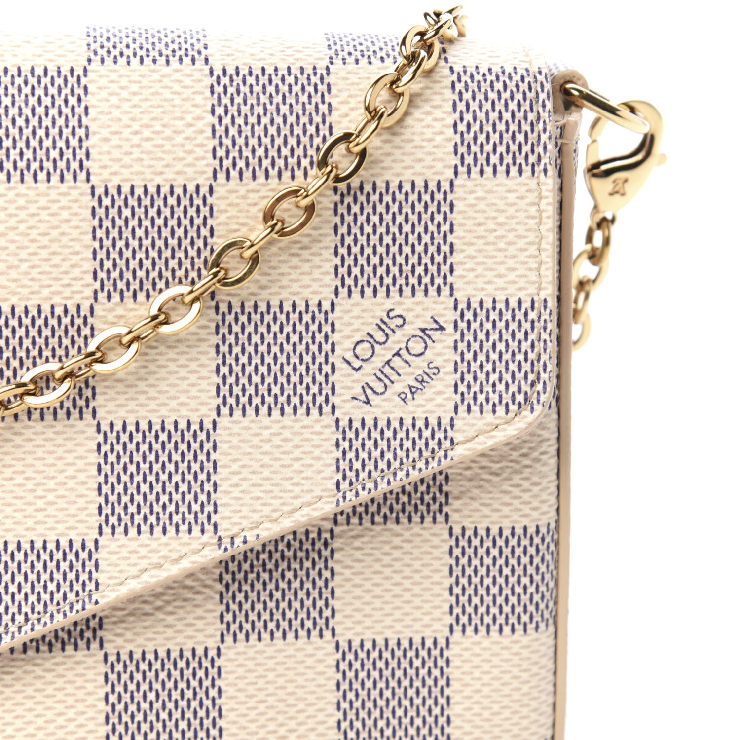 Louis Vuitton Damier Azur Pochette Felicie Chain Wallet Rose Ballerine 10 of 10