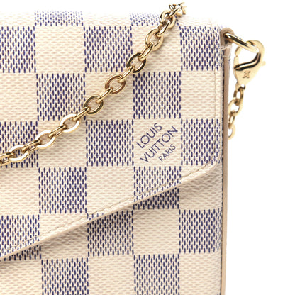 Louis Vuitton Damier Azur Pochette Felicie Chain Wallet Rose Ballerine 10 of 10