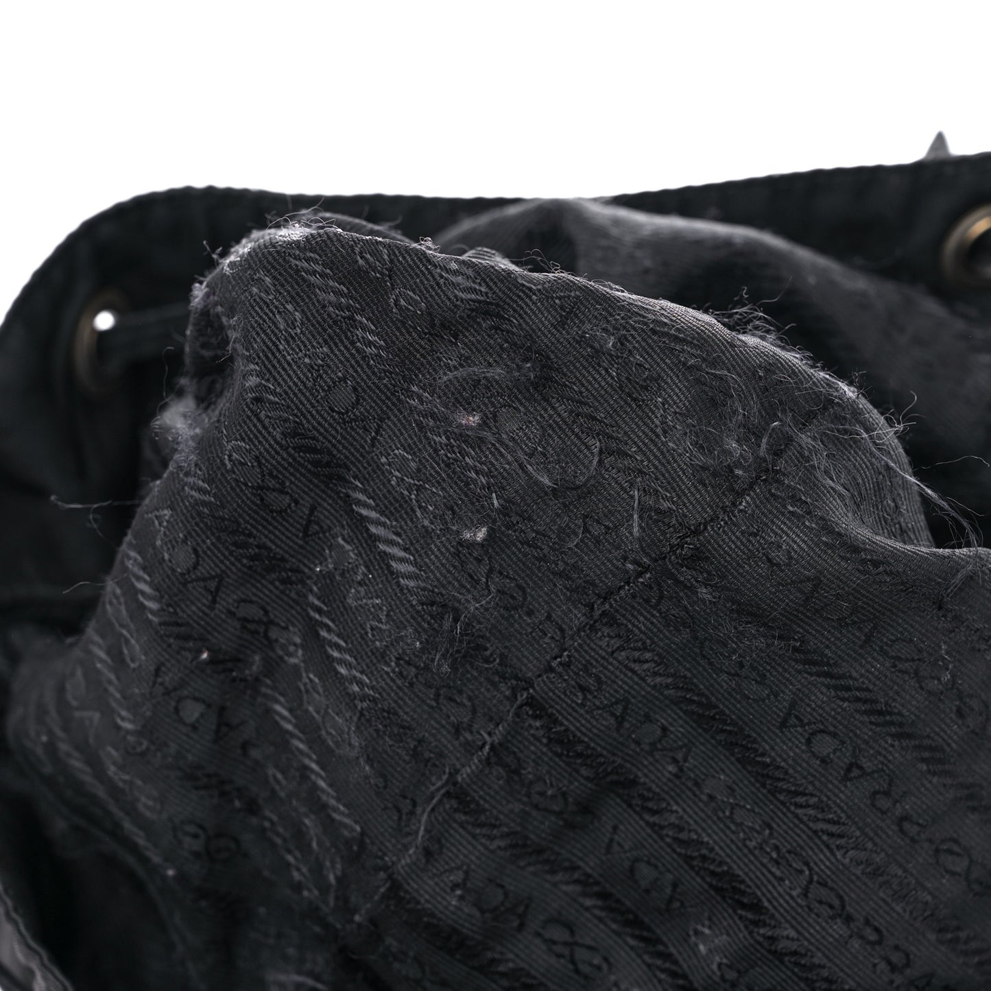 Tessuto Nylon Crocodile Embossed Calfskin Cinch Backpack Black