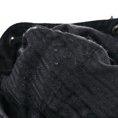 Prada Tessuto Nylon Crocodile Embossed Calfskin Cinch Backpack Black 15 of 28