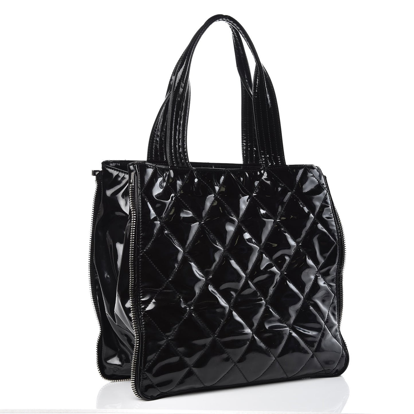 Vinyl Quilted CC Small Expandable Tote Black