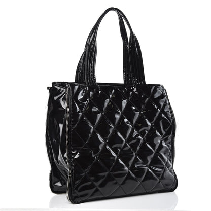 Chanel Vinyl Quilted CC Small Expandable Tote Black 3 of 12