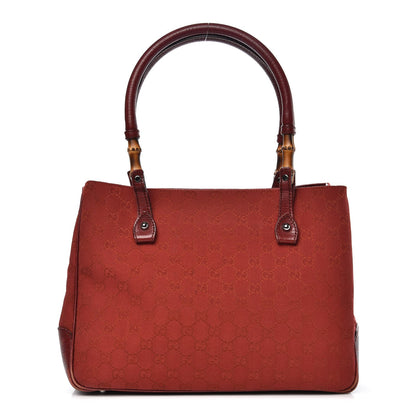 Gucci Monogram Small Bamboo Tote Red 1 of 17