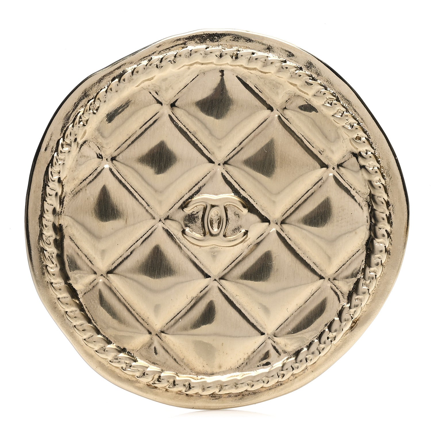 Chanel Quilted CC Brooch Pin Gold 1 of 4