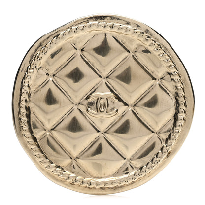 Chanel Quilted CC Brooch Pin Gold 1 of 4