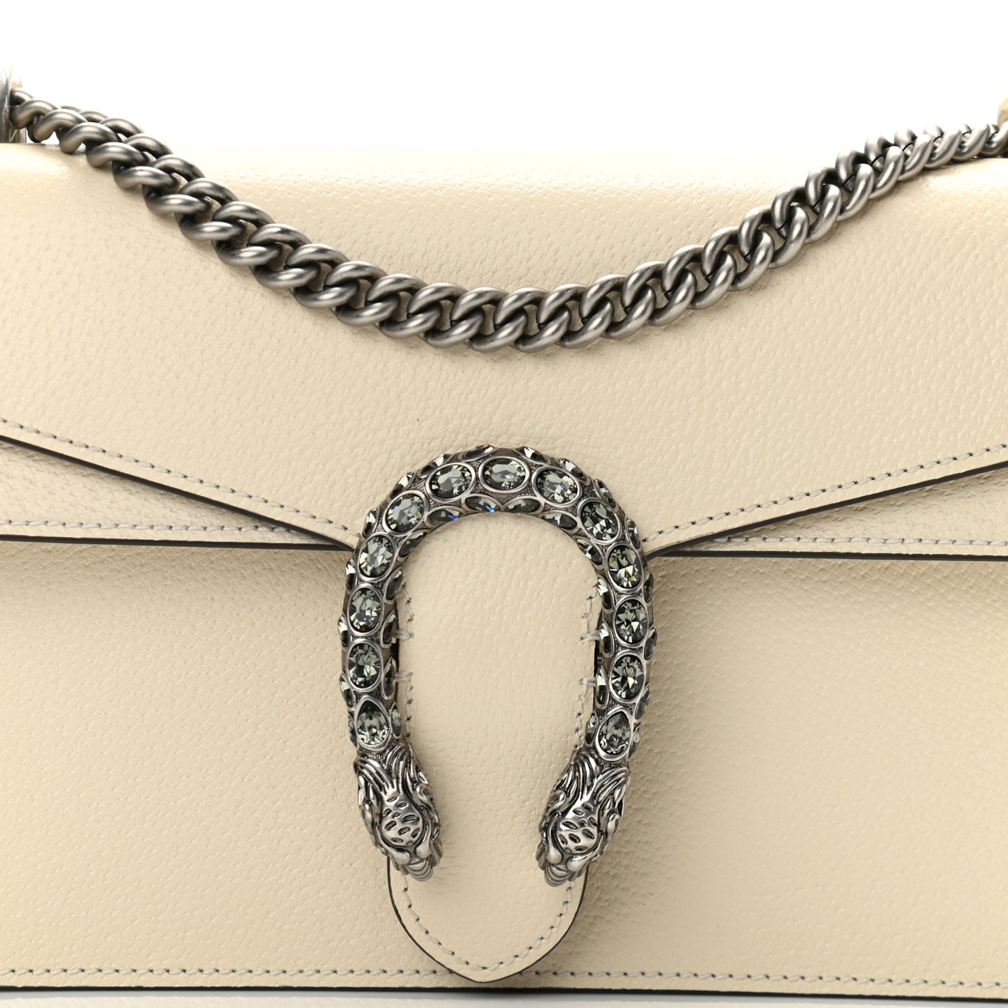 Textured Calfskin Crystal Small Dionysus Shoulder Bag Mystic White