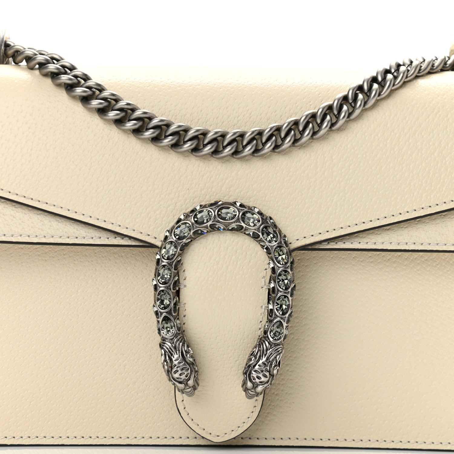 Gucci Textured Calfskin Crystal Small Dionysus Shoulder Bag Mystic White 8 of 12
