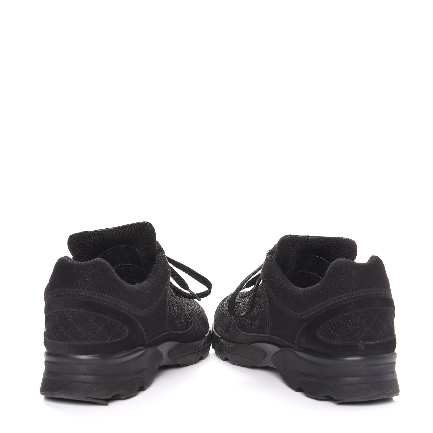 Chanel Suede Calfskin CC Sneakers 36.5 Black 6 of 10