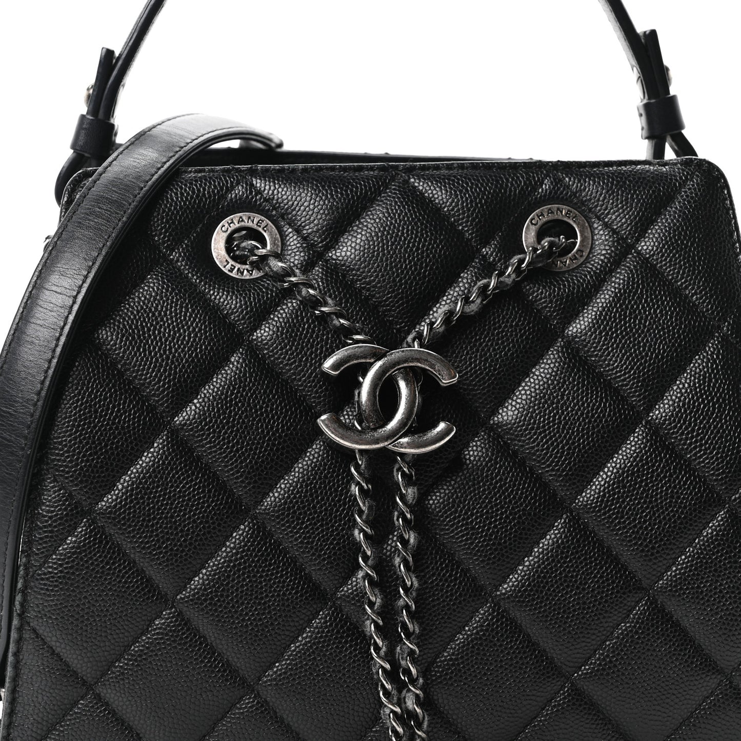 Caviar Quilted Small CC Bucket Bag Black