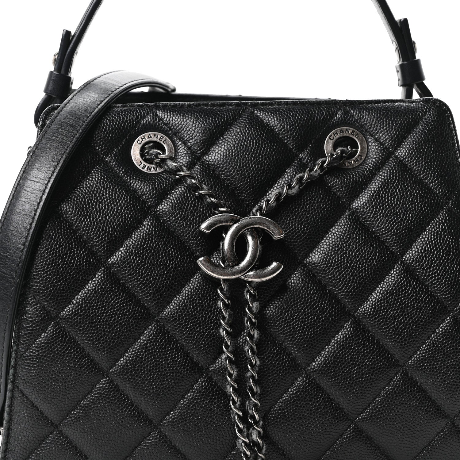 Chanel Caviar Quilted Small CC Bucket Bag Black 8 of 10